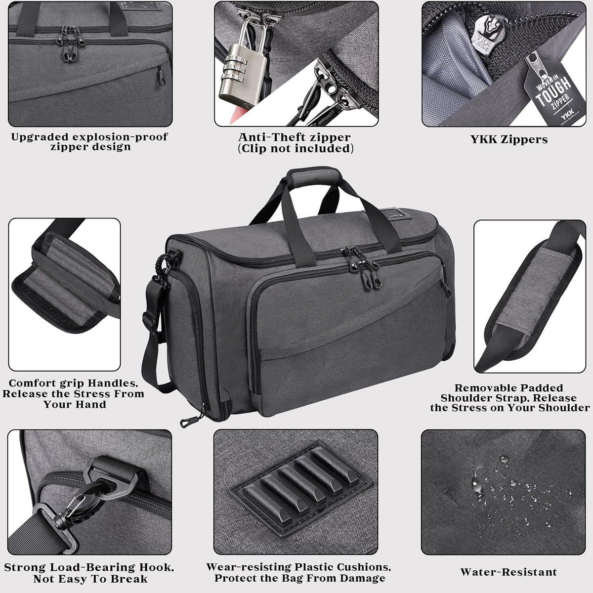 Travel Garment Duffle Bag with Laptop Compartment, RFID Blocking Convertible Suit Bag Name Tap Pocket Carry On 2 in 1 Hanging Suit Travel Duffel Work Pouch