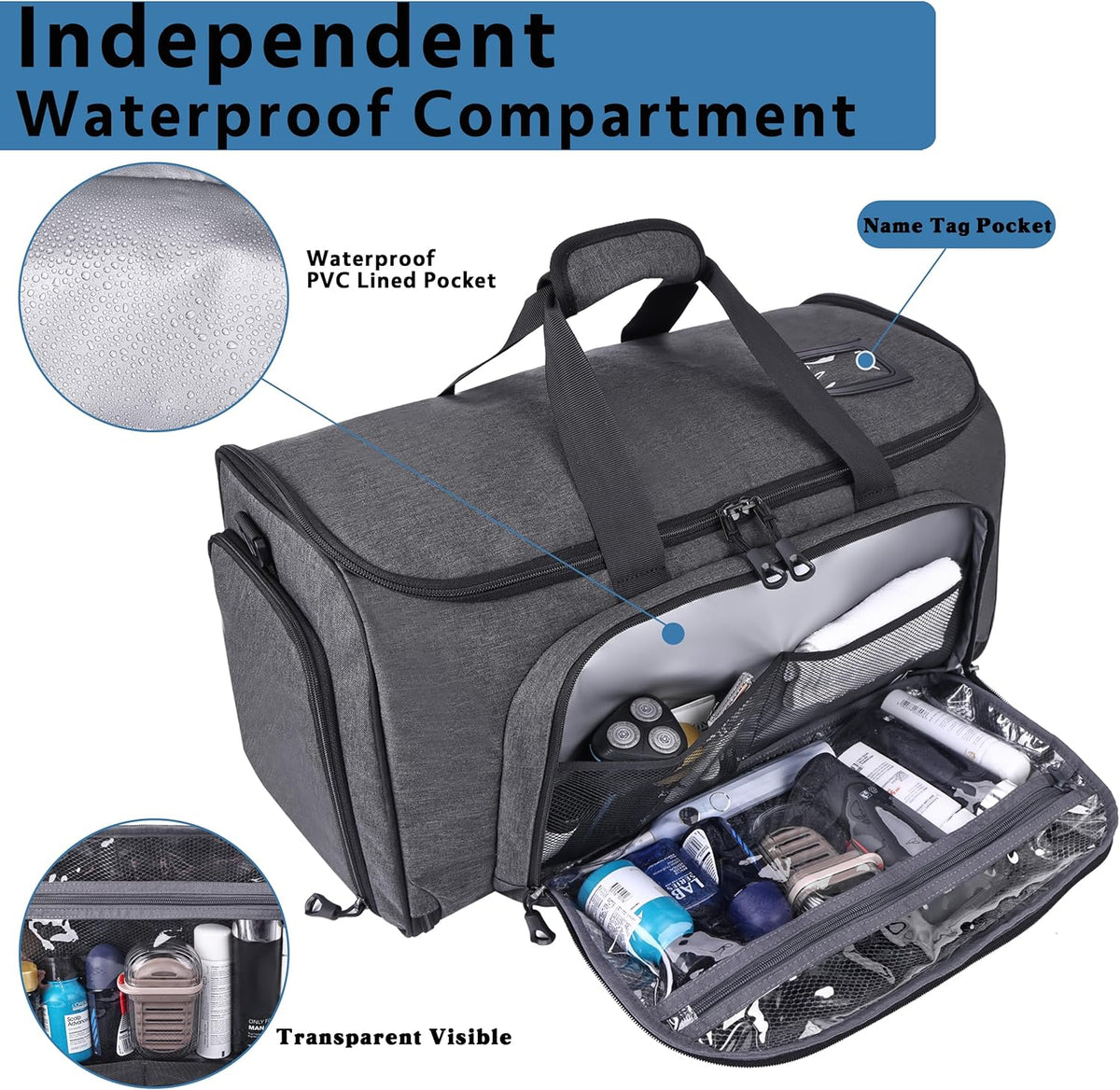 Travel Garment Duffle Bag with Laptop Compartment, RFID Blocking Convertible Suit Bag Name Tap Pocket Carry On 2 in 1 Hanging Suit Travel Duffel Work Pouch