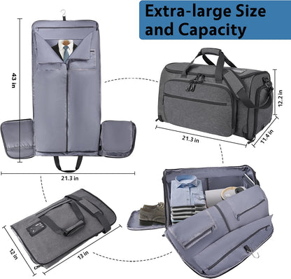 Travel Garment Duffle Bag with Laptop Compartment, RFID Blocking Convertible Suit Bag Name Tap Pocket Carry On 2 in 1 Hanging Suit Travel Duffel Work Pouch