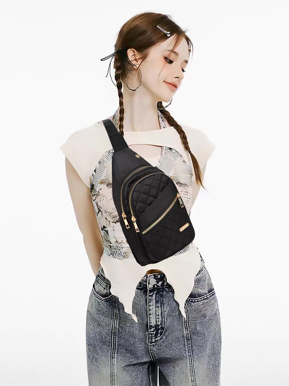 AOSTIHOT Small Sling Backpack Crossbody Sling Bag for Women Men, Casual Chest Daypack Cross Body