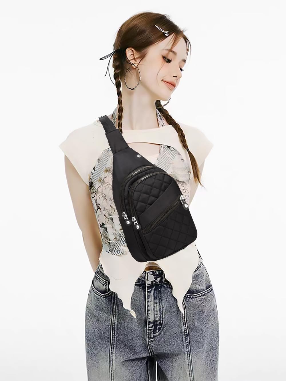 AOSTIHOT Small Sling Backpack Crossbody Sling Bag for Women Men, Casual Chest Daypack Cross Body