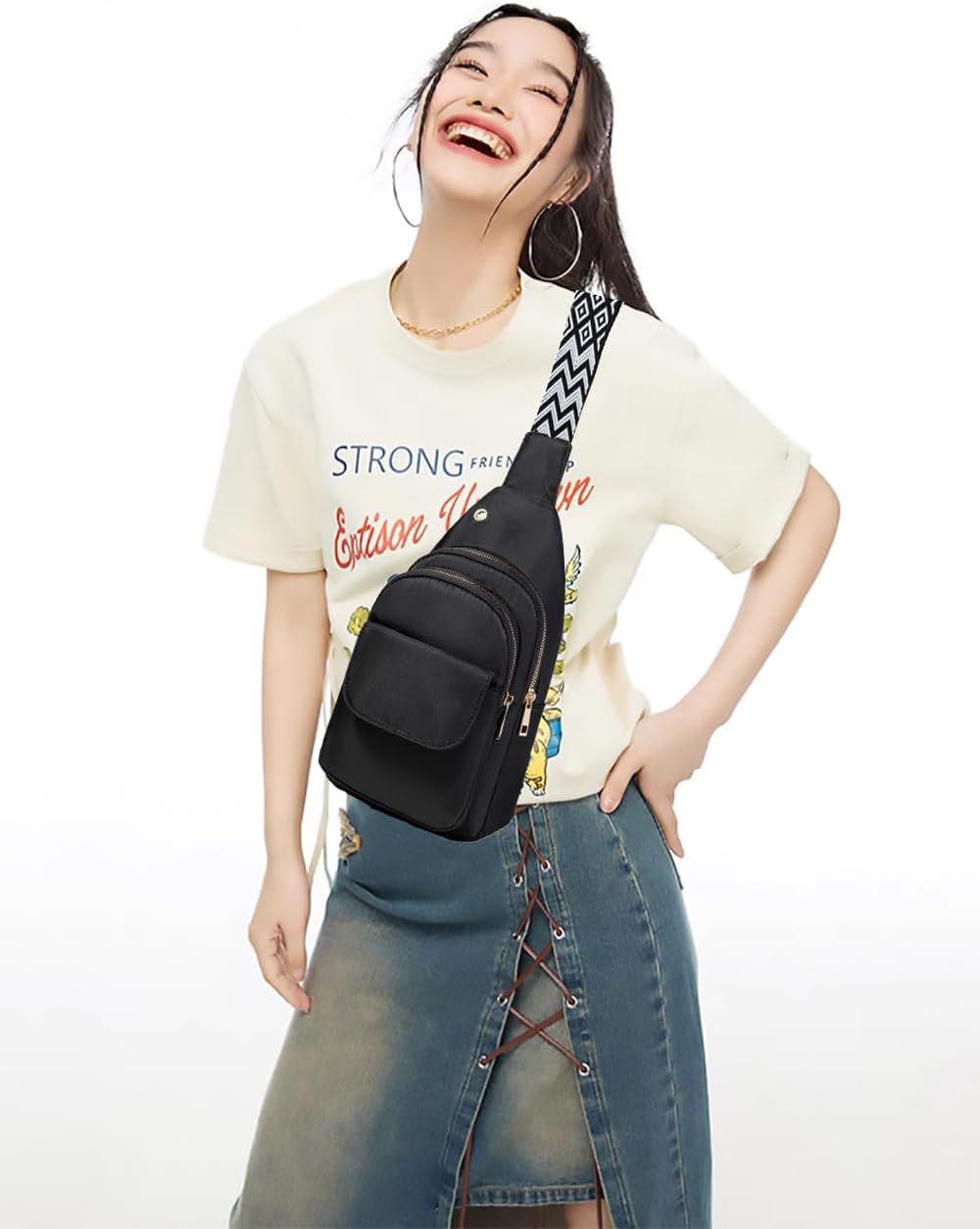 AOSTIHOT Small Sling Backpack Crossbody Sling Bag for Women Men, Casual Chest Daypack Cross Body