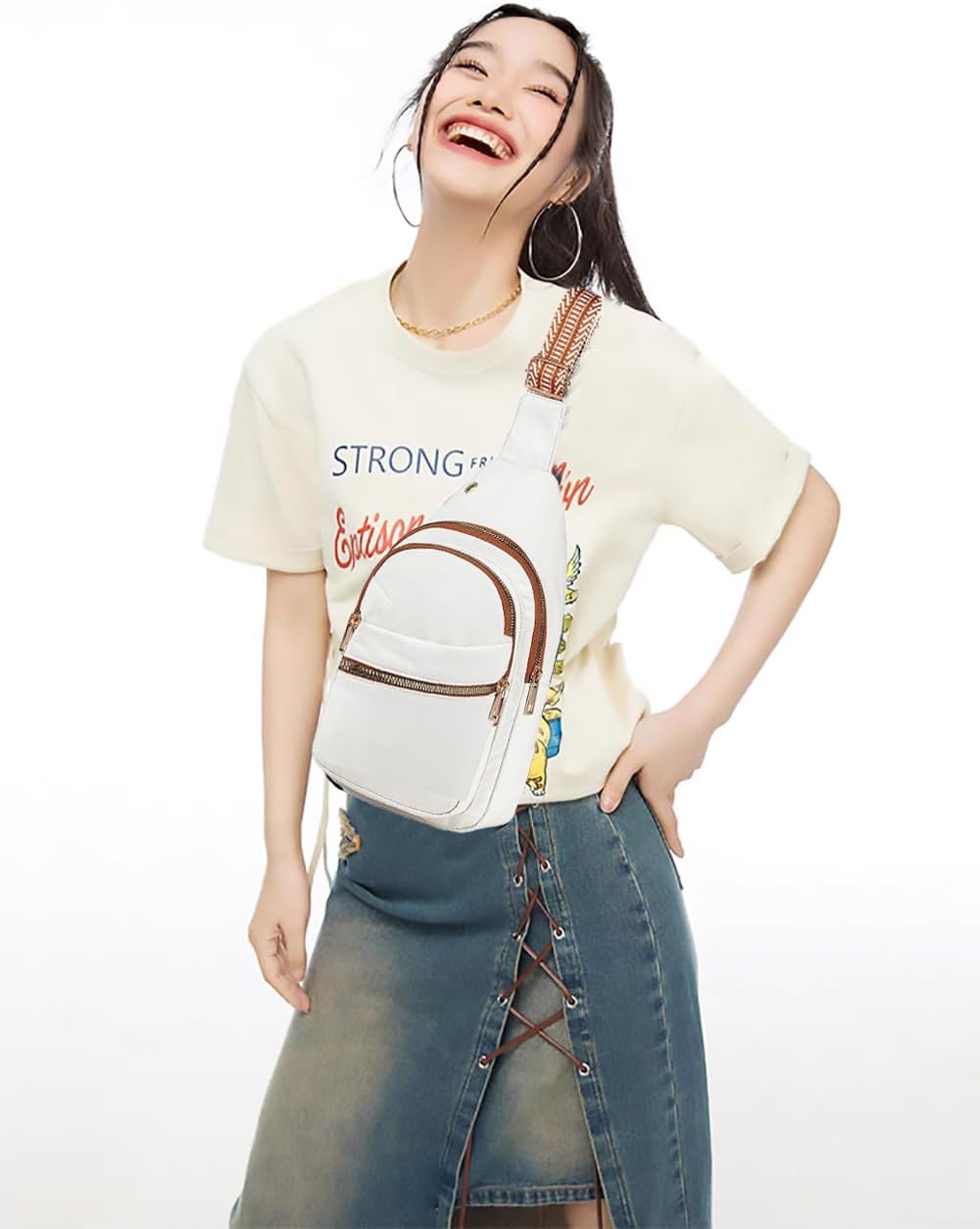 AOSTIHOT Small Sling Backpack Crossbody Sling Bag for Women Men, Casual Chest Daypack Cross Body