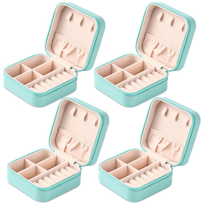 Portable Travel Mini Jewelry Box Leather Jewellery Ring Organizer Case Storage Gift Box Girls Women (black).