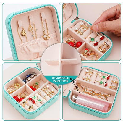 Portable Travel Mini Jewelry Box Leather Jewellery Ring Organizer Case Storage Gift Box Girls Women (black).