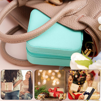 Portable Travel Mini Jewelry Box Leather Jewellery Ring Organizer Case Storage Gift Box Girls Women (black).
