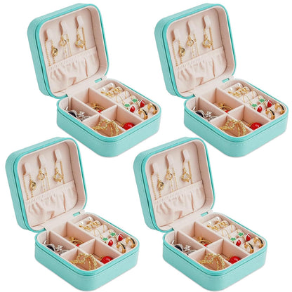 Portable Travel Mini Jewelry Box Leather Jewellery Ring Organizer Case Storage Gift Box Girls Women (black).