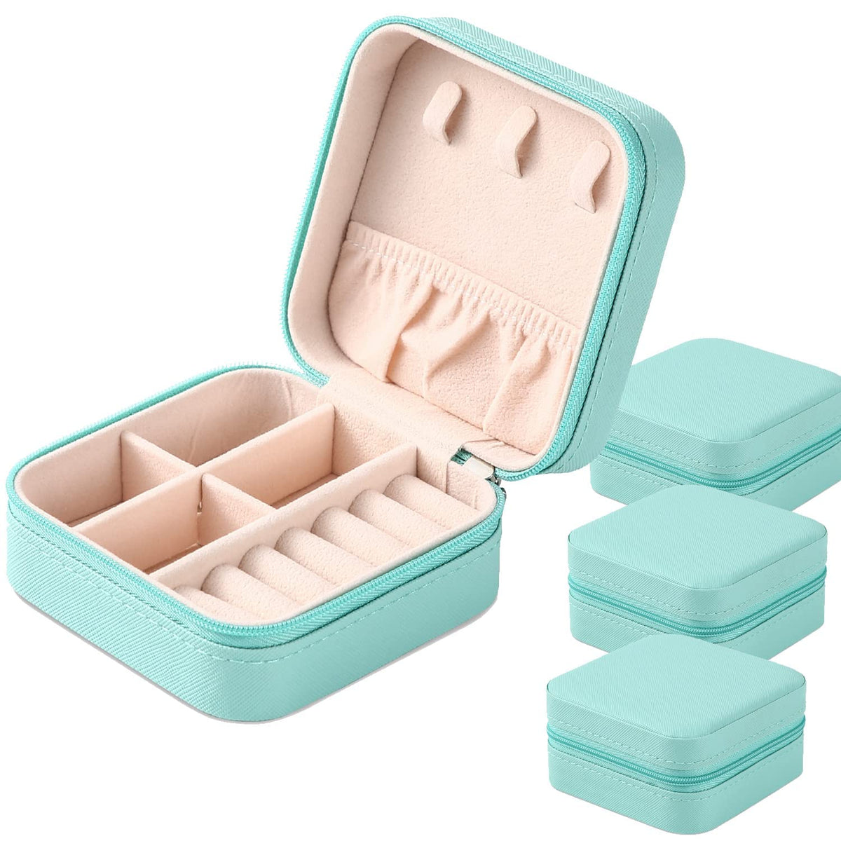 Portable Travel Mini Jewelry Box Leather Jewellery Ring Organizer Case Storage Gift Box Girls Women (black).
