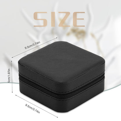 Portable Travel Mini Jewelry Box Leather Jewellery Ring Organizer Case Storage Gift Box Girls Women (black).