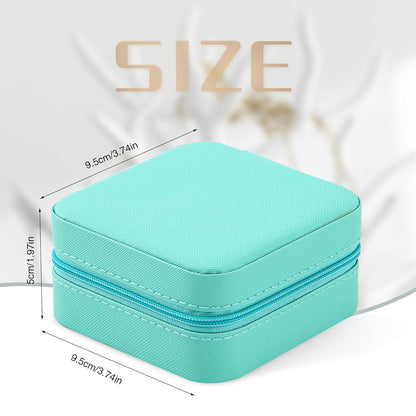 Portable Travel Mini Jewelry Box Leather Jewellery Ring Organizer Case Storage Gift Box Girls Women (black).