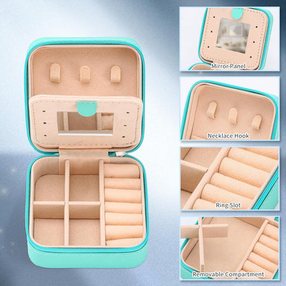 Portable Travel Mini Jewelry Box Leather Jewellery Ring Organizer Case Storage Gift Box Girls Women (black).