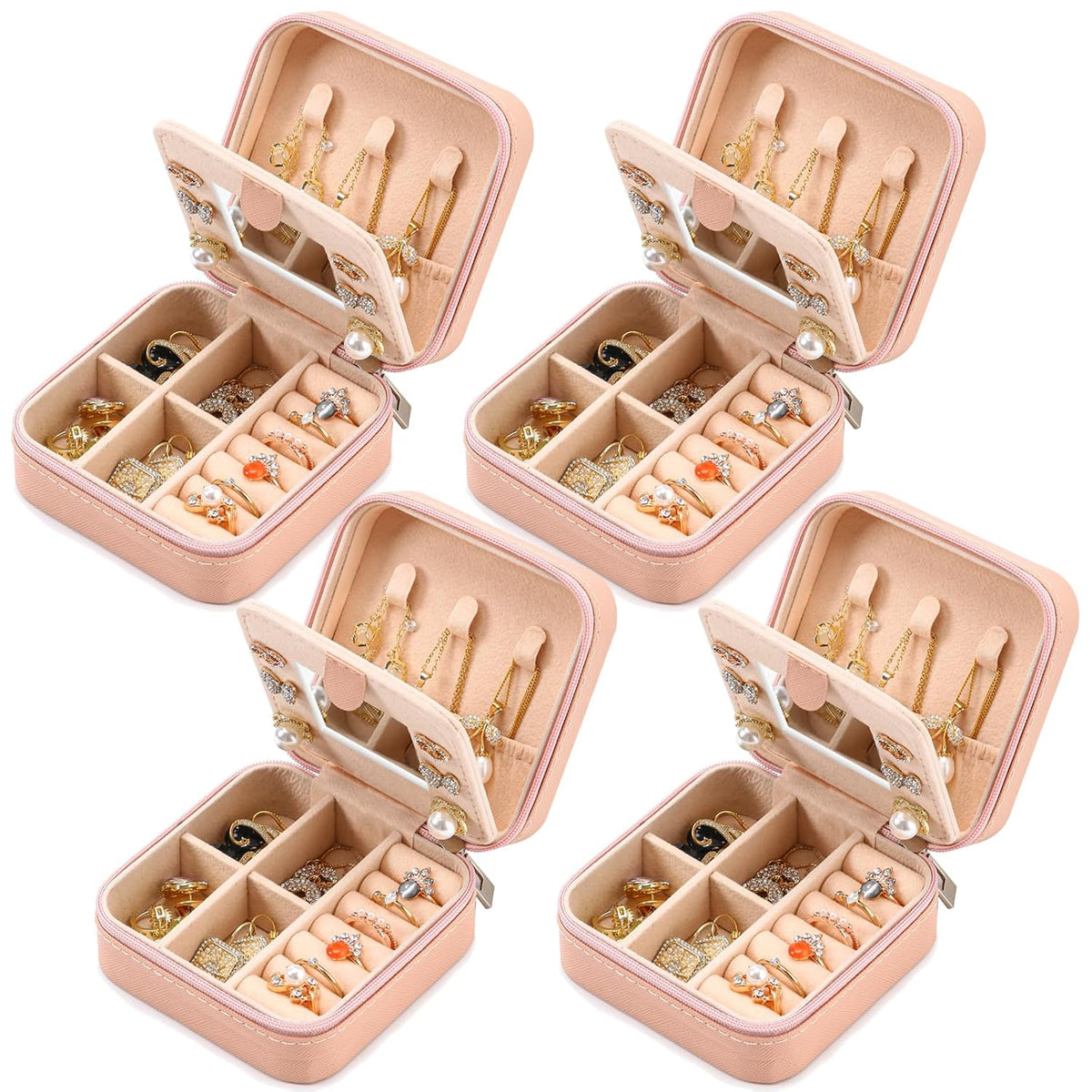 Portable Travel Mini Jewelry Box Leather Jewellery Ring Organizer Case Storage Gift Box Girls Women (black).