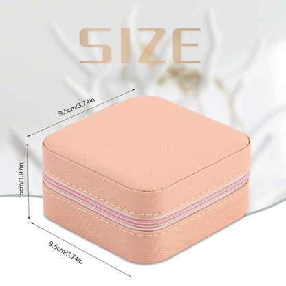 Portable Travel Mini Jewelry Box Leather Jewellery Ring Organizer Case Storage Gift Box Girls Women (black).