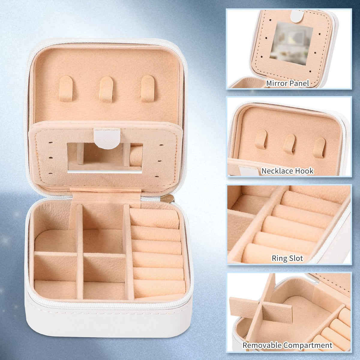 Portable Travel Mini Jewelry Box Leather Jewellery Ring Organizer Case Storage Gift Box Girls Women (black).