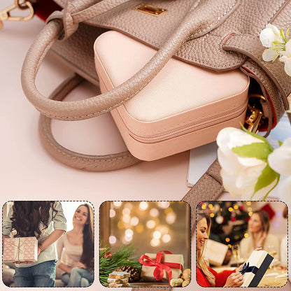 Portable Travel Mini Jewelry Box Leather Jewellery Ring Organizer Case Storage Gift Box Girls Women (black).