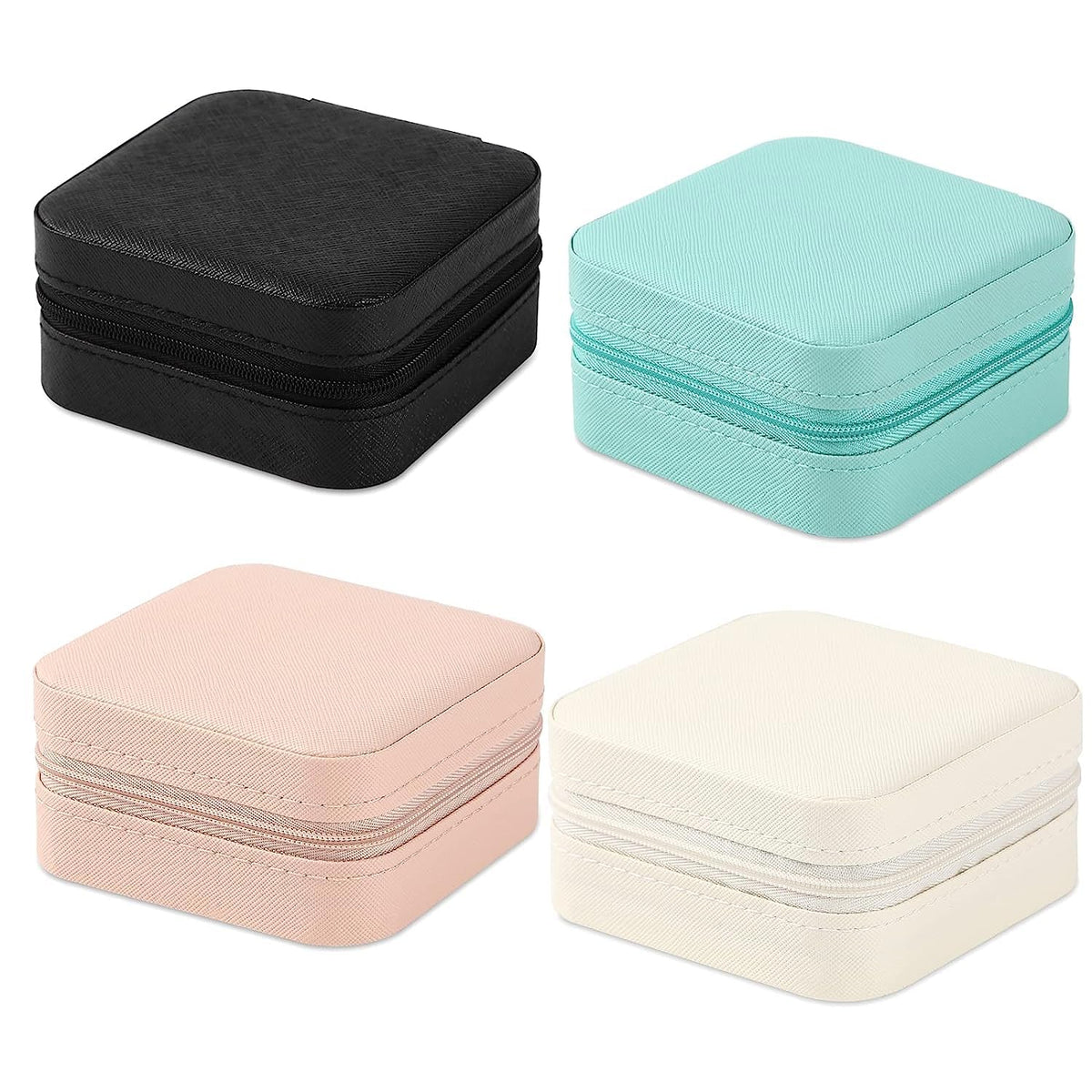 Portable Travel Mini Jewelry Box Leather Jewellery Ring Organizer Case Storage Gift Box Girls Women (black).