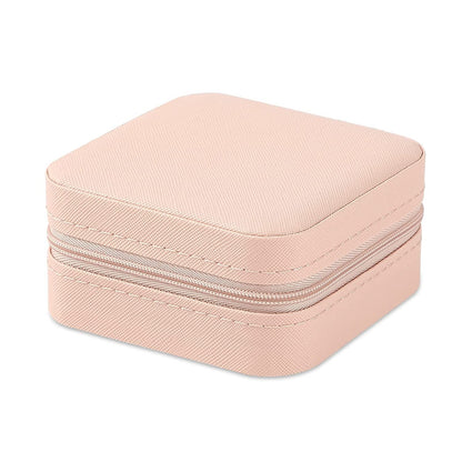 Portable Travel Mini Jewelry Box Leather Jewellery Ring Organizer Case Storage Gift Box Girls Women (black).