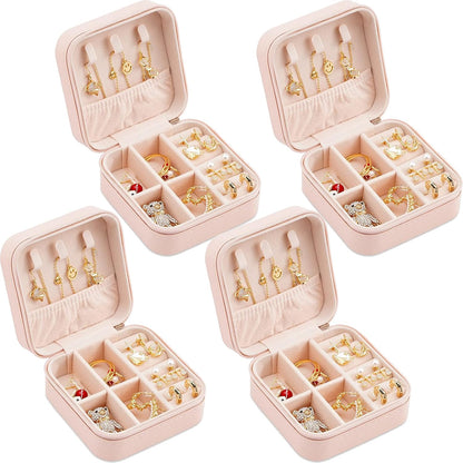 Portable Travel Mini Jewelry Box Leather Jewellery Ring Organizer Case Storage Gift Box Girls Women (black).