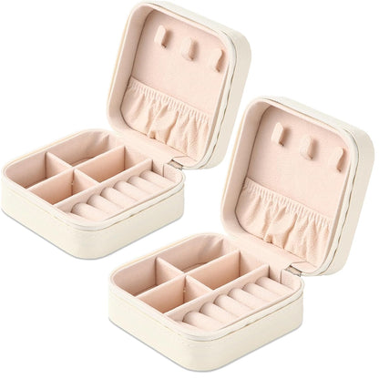 Portable Travel Mini Jewelry Box Leather Jewellery Ring Organizer Case Storage Gift Box Girls Women (black).