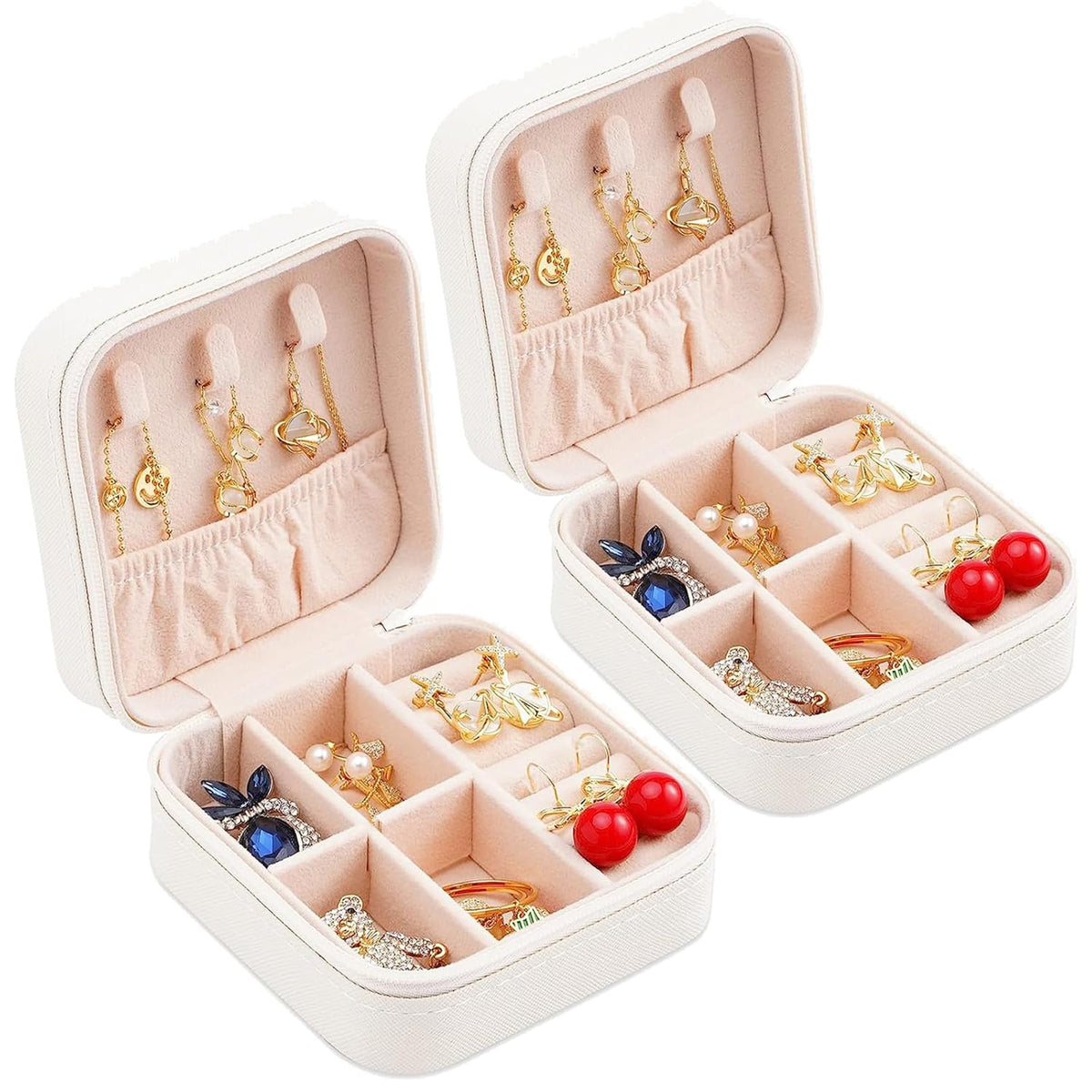 Portable Travel Mini Jewelry Box Leather Jewellery Ring Organizer Case Storage Gift Box Girls Women (black).