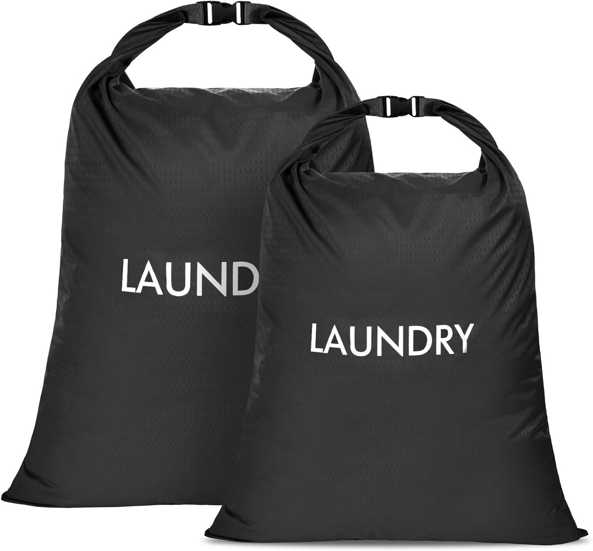 2 Pack Waterproof Travel Laundry Bag Set, Roll-Top Wet Dry Bag for Odor Control & Separating Dirty Clothes, Packable Space Saver Organizer for Gym, Swimming & Cruise Suitcases