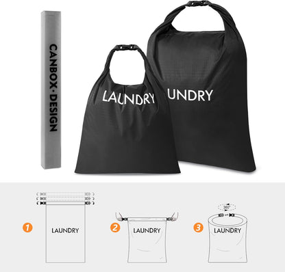 2 Pack Waterproof Travel Laundry Bag Set, Roll-Top Wet Dry Bag for Odor Control & Separating Dirty Clothes, Packable Space Saver Organizer for Gym, Swimming & Cruise Suitcases