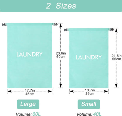 2 Pack Waterproof Travel Laundry Bag Set, Roll-Top Wet Dry Bag for Odor Control & Separating Dirty Clothes, Packable Space Saver Organizer for Gym, Swimming & Cruise Suitcases