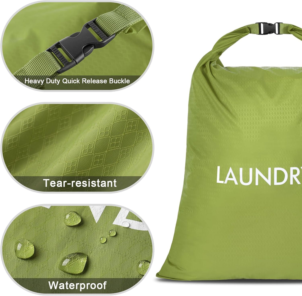 2 Pack Waterproof Travel Laundry Bag Set, Roll-Top Wet Dry Bag for Odor Control & Separating Dirty Clothes, Packable Space Saver Organizer for Gym, Swimming & Cruise Suitcases