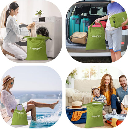 2 Pack Waterproof Travel Laundry Bag Set, Roll-Top Wet Dry Bag for Odor Control & Separating Dirty Clothes, Packable Space Saver Organizer for Gym, Swimming & Cruise Suitcases