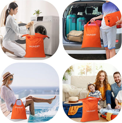 2 Pack Waterproof Travel Laundry Bag Set, Roll-Top Wet Dry Bag for Odor Control & Separating Dirty Clothes, Packable Space Saver Organizer for Gym, Swimming & Cruise Suitcases