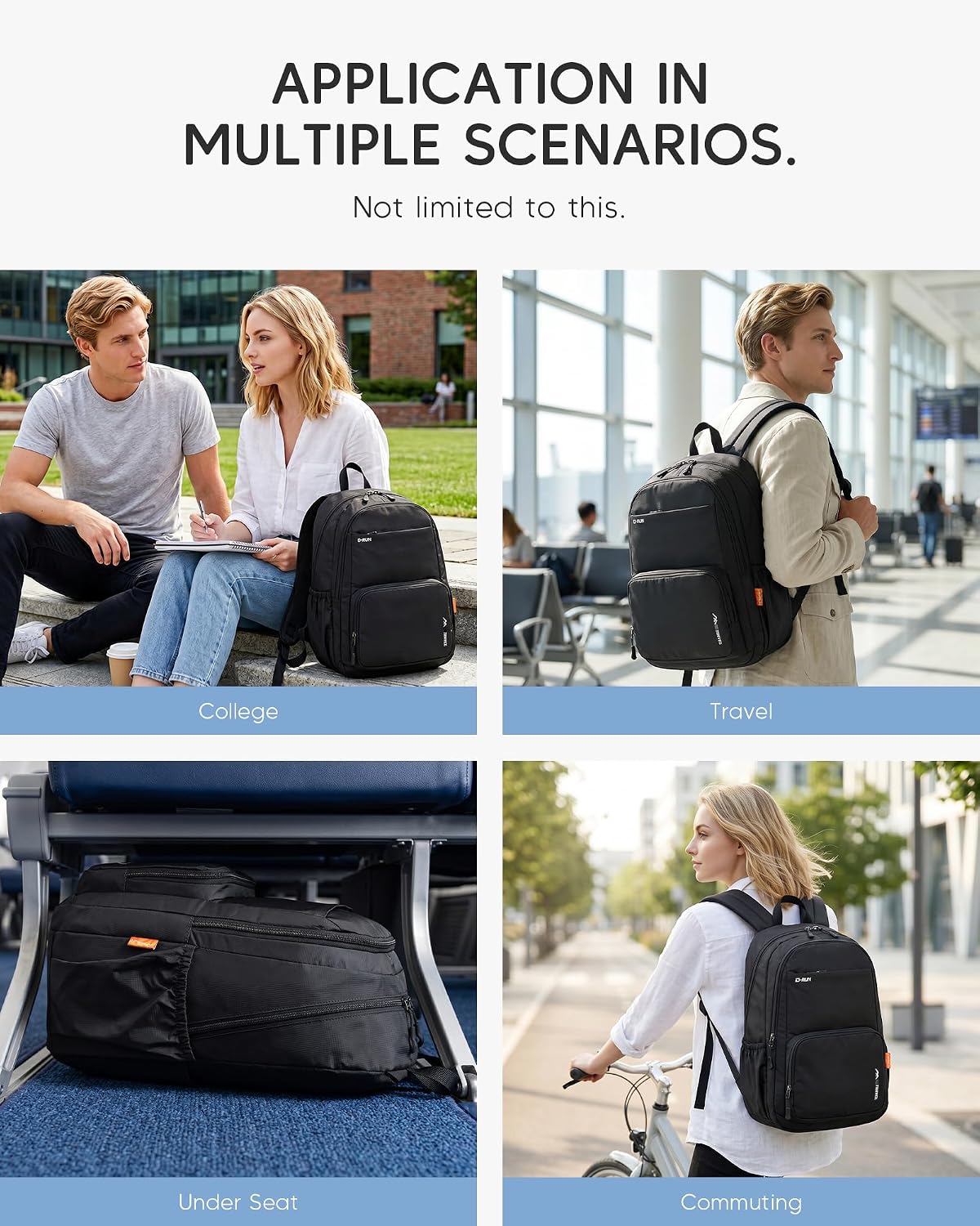 40x30x15 cm Personal Item Travel Bag,16x12x6 inch Small Carry On Backpack 20L, Flight Approved Underseat Travel Bag Cabin Size Lightweight Orange