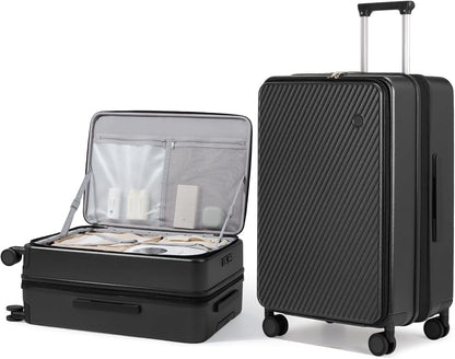 20 Inch Expandable Carry On Luggage PC Hard Shell Suitcase Top Opening Rolling Travel Suitcases with Spinner Wheels & TSA Lock, Smoke White
