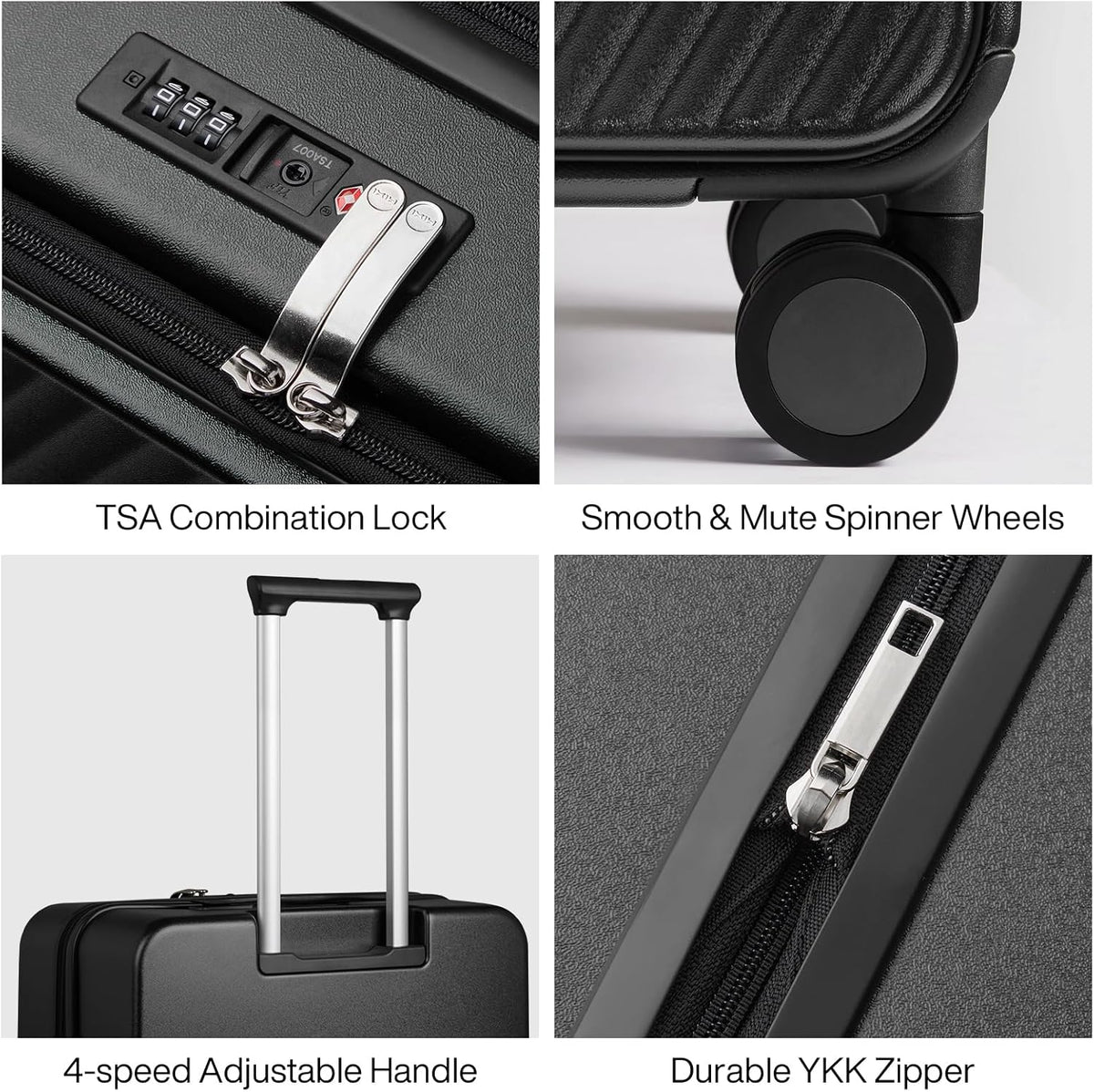 20 Inch Expandable Carry On Luggage PC Hard Shell Suitcase Top Opening Rolling Travel Suitcases with Spinner Wheels & TSA Lock, Smoke White