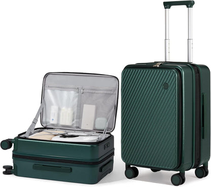 20 Inch Expandable Carry On Luggage PC Hard Shell Suitcase Top Opening Rolling Travel Suitcases with Spinner Wheels & TSA Lock, Smoke White
