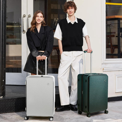 20 Inch Expandable Carry On Luggage PC Hard Shell Suitcase Top Opening Rolling Travel Suitcases with Spinner Wheels & TSA Lock, Smoke White