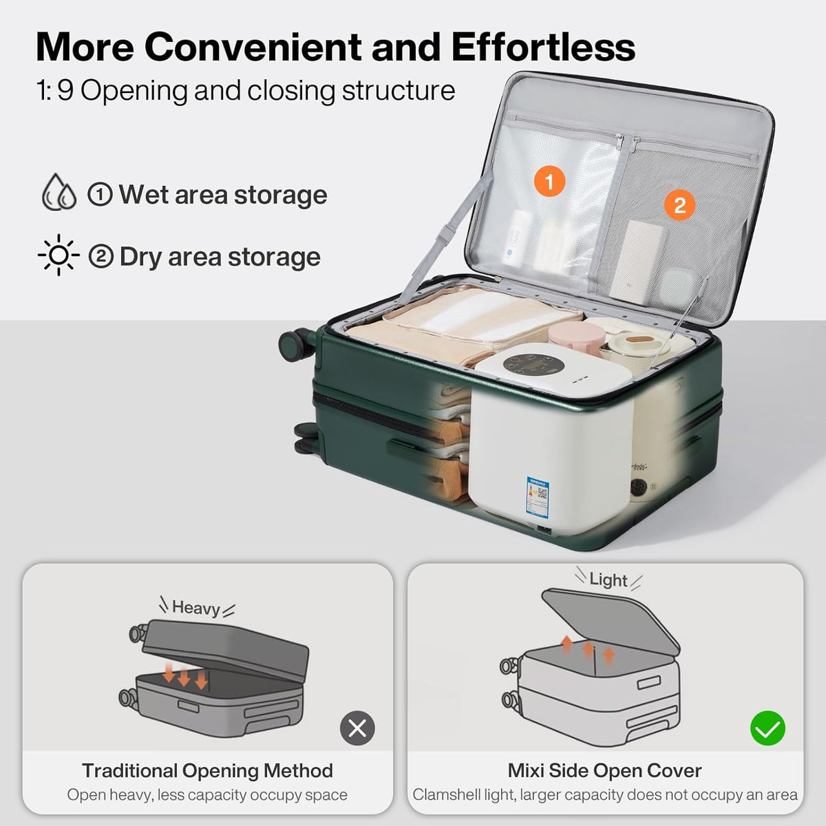 20 Inch Expandable Carry On Luggage PC Hard Shell Suitcase Top Opening Rolling Travel Suitcases with Spinner Wheels & TSA Lock, Smoke White