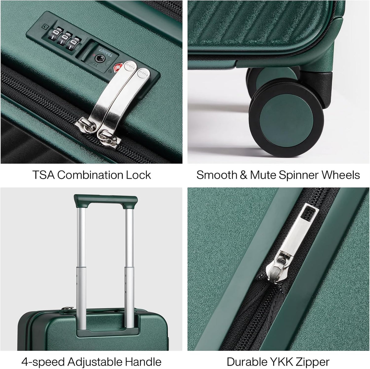 20 Inch Expandable Carry On Luggage PC Hard Shell Suitcase Top Opening Rolling Travel Suitcases with Spinner Wheels & TSA Lock, Smoke White