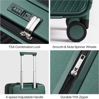 20 Inch Expandable Carry On Luggage PC Hard Shell Suitcase Top Opening Rolling Travel Suitcases with Spinner Wheels & TSA Lock, Smoke White