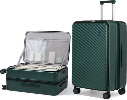 20 Inch Expandable Carry On Luggage PC Hard Shell Suitcase Top Opening Rolling Travel Suitcases with Spinner Wheels & TSA Lock, Smoke White