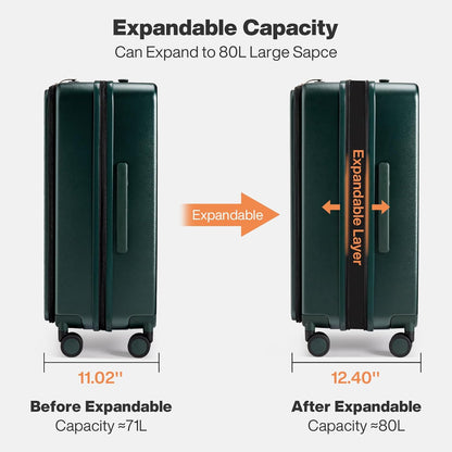 20 Inch Expandable Carry On Luggage PC Hard Shell Suitcase Top Opening Rolling Travel Suitcases with Spinner Wheels & TSA Lock, Smoke White