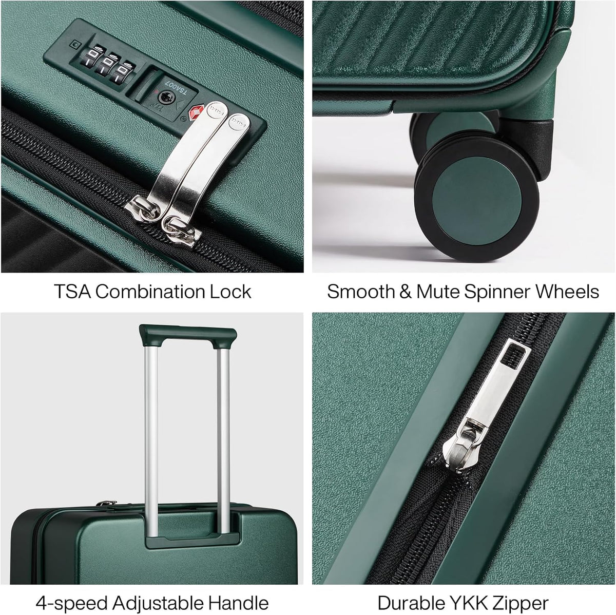 20 Inch Expandable Carry On Luggage PC Hard Shell Suitcase Top Opening Rolling Travel Suitcases with Spinner Wheels & TSA Lock, Smoke White
