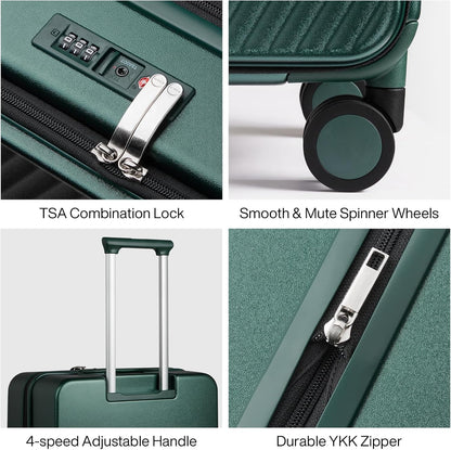 20 Inch Expandable Carry On Luggage PC Hard Shell Suitcase Top Opening Rolling Travel Suitcases with Spinner Wheels & TSA Lock, Smoke White