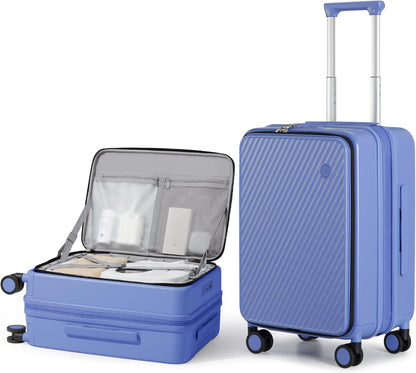 20 Inch Expandable Carry On Luggage PC Hard Shell Suitcase Top Opening Rolling Travel Suitcases with Spinner Wheels & TSA Lock, Smoke White