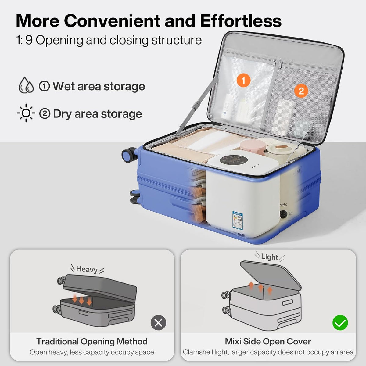 20 Inch Expandable Carry On Luggage PC Hard Shell Suitcase Top Opening Rolling Travel Suitcases with Spinner Wheels & TSA Lock, Smoke White