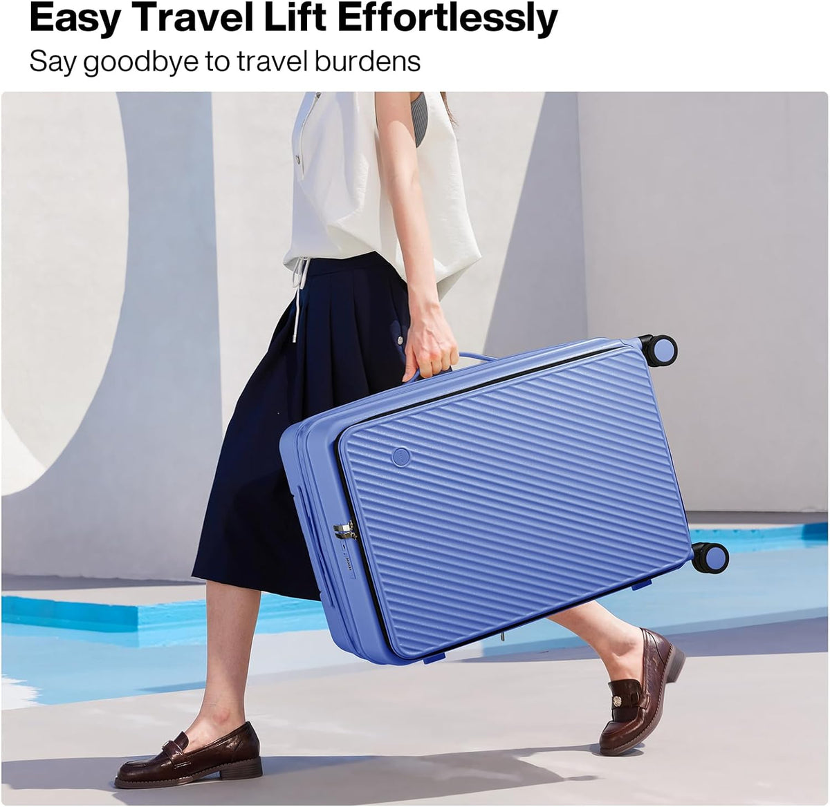 20 Inch Expandable Carry On Luggage PC Hard Shell Suitcase Top Opening Rolling Travel Suitcases with Spinner Wheels & TSA Lock, Smoke White