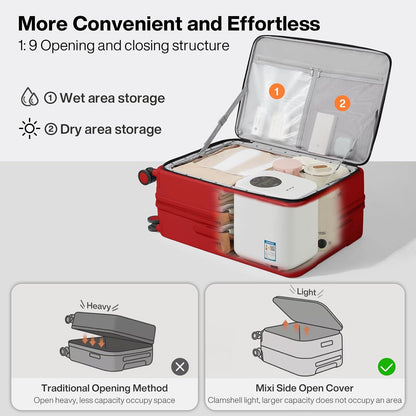20 Inch Expandable Carry On Luggage PC Hard Shell Suitcase Top Opening Rolling Travel Suitcases with Spinner Wheels & TSA Lock, Smoke White