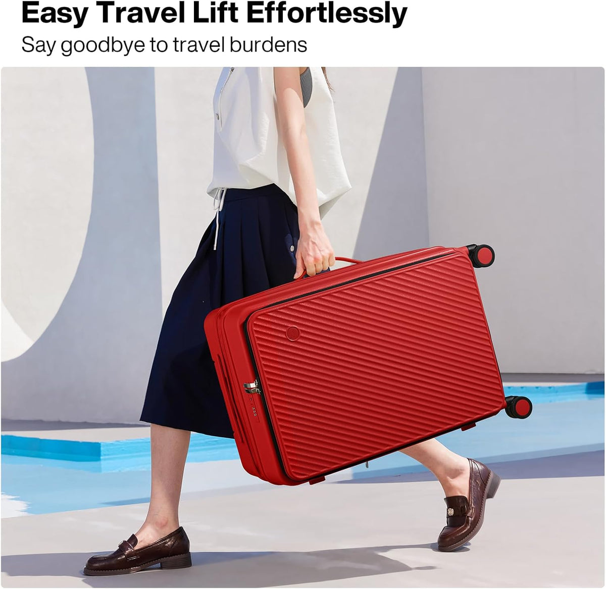 20 Inch Expandable Carry On Luggage PC Hard Shell Suitcase Top Opening Rolling Travel Suitcases with Spinner Wheels & TSA Lock, Smoke White