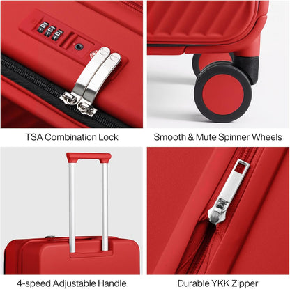 20 Inch Expandable Carry On Luggage PC Hard Shell Suitcase Top Opening Rolling Travel Suitcases with Spinner Wheels & TSA Lock, Smoke White