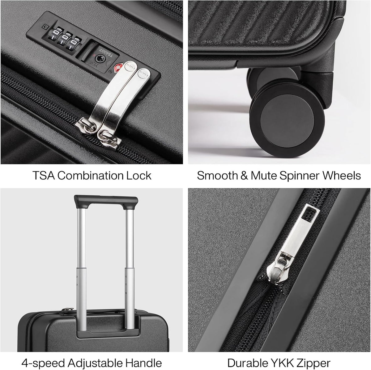 20 Inch Expandable Carry On Luggage PC Hard Shell Suitcase Top Opening Rolling Travel Suitcases with Spinner Wheels & TSA Lock, Smoke White