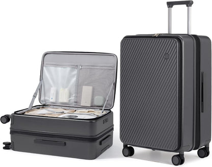 20 Inch Expandable Carry On Luggage PC Hard Shell Suitcase Top Opening Rolling Travel Suitcases with Spinner Wheels & TSA Lock, Smoke White
